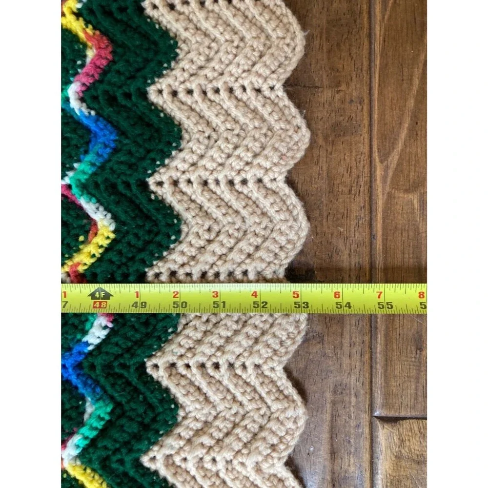 Handmade Afghan Crochet Retro Chevron Zig Zag 53'x31' Pink Green Boho